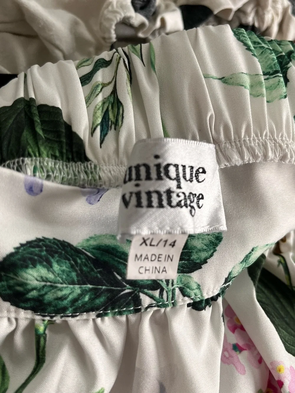 Unique Vintage White Floral Tiered Midi Skirt - Picture 8 of 8
